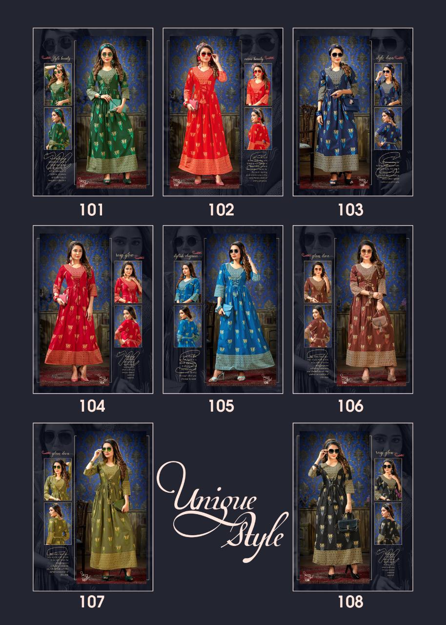 Ft Unique Style Latest Fancy Designer Heavy Rayon Printed Long Anarkali Kurtis Collection
